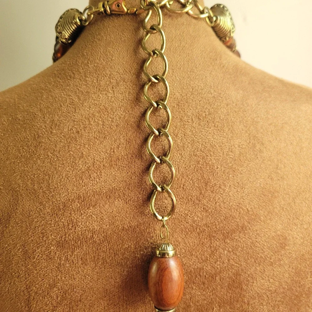 Multicolor Beaded Wood Resin Belt Necklace 38 Inch Adjustable Size EthnoCore